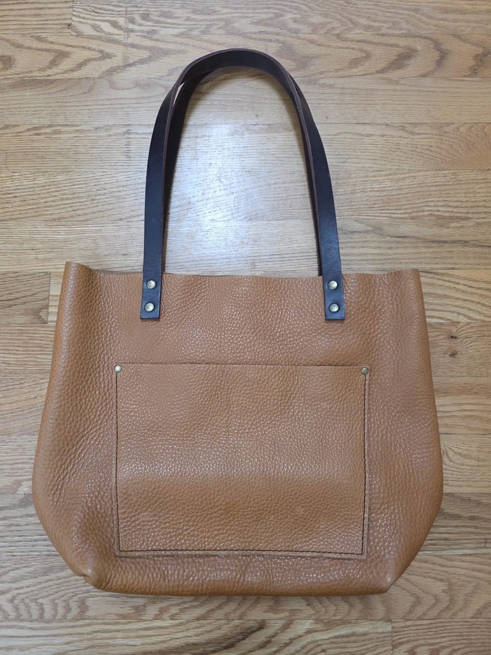 Portland Leather Tan Tote with Dark Brown Handles